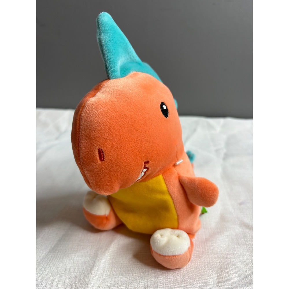Giggle Scape Orange Dinosaur Plush Teal Crest Stuffed Animal Toy